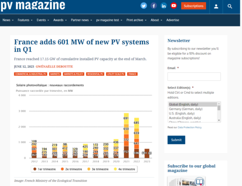 France Adds 601 MW Of New PV Systems In Q1